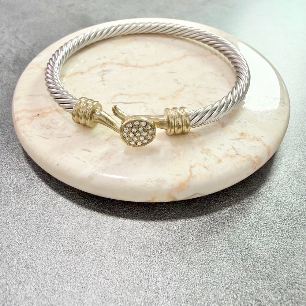 Vintage Stacking Twisted Cable Bangle Bracelet Two Tone Sliver/Gold Y2K Stylish